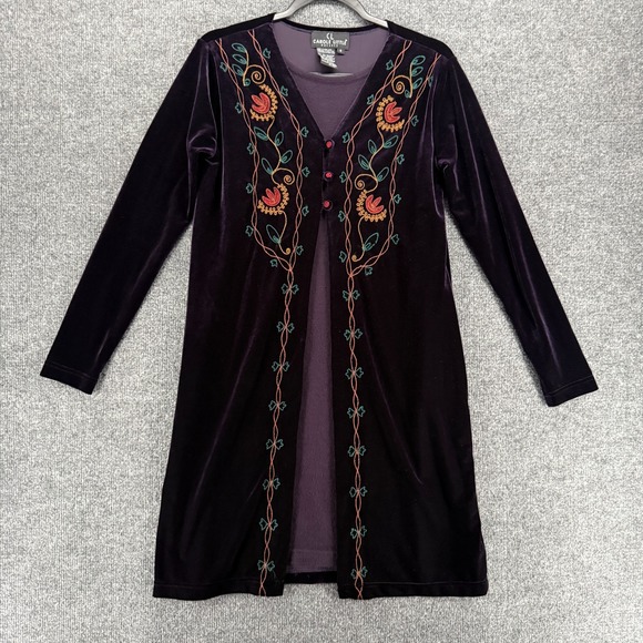 Carole Little Dresses & Skirts - Vintage Carole Little Dress Womens S Purple Velvet Embroidered Kaftan Boho Goth